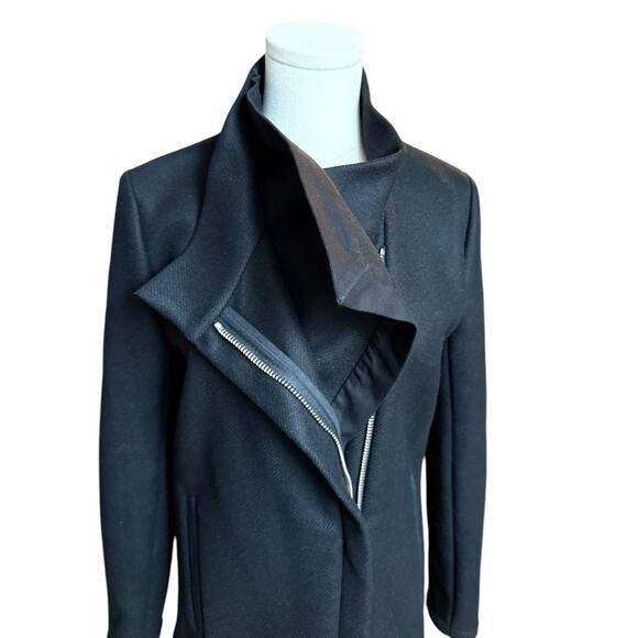 IRO Black Moto Wool-Blend Jacket Size 38/US 2-4 Zip Front Closure Side Pockets